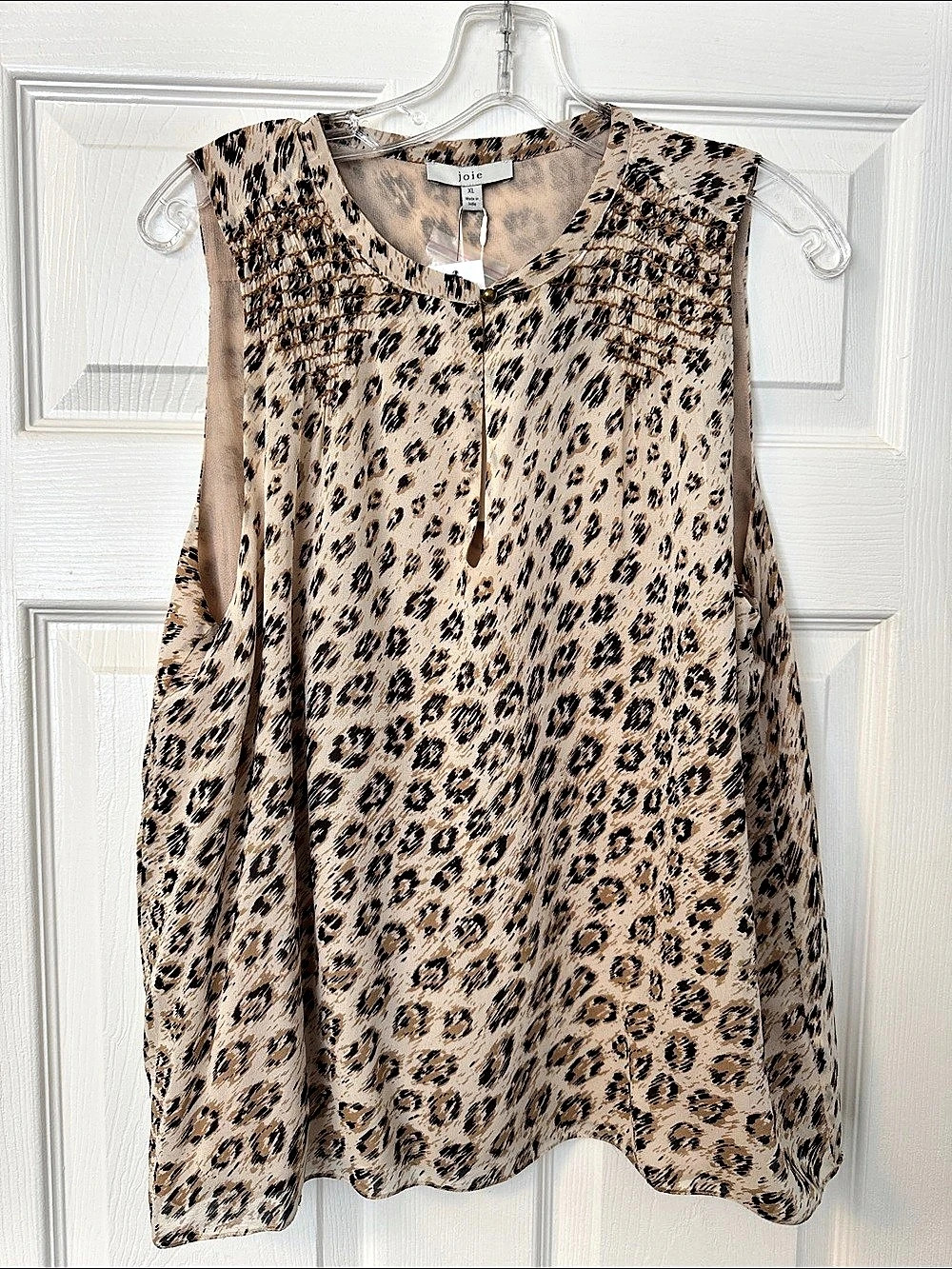 Joie Corie Silk Leopard Print Blouse Brown & Black XL